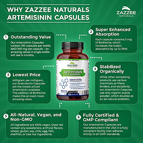 Zazzee High Absorption Artemisinin, 100 mg per Capsule, 120 Vegan Capsules, with 5 mg Zazzee buy supplements canada
