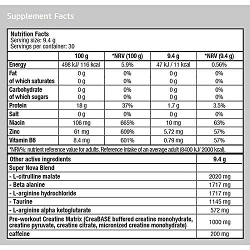 BIOTECH USA Supernova 282 g | Pre-Workout Booster - 30 Servings | Energy Powder Biotech USA Nutrition buy supplements canada
