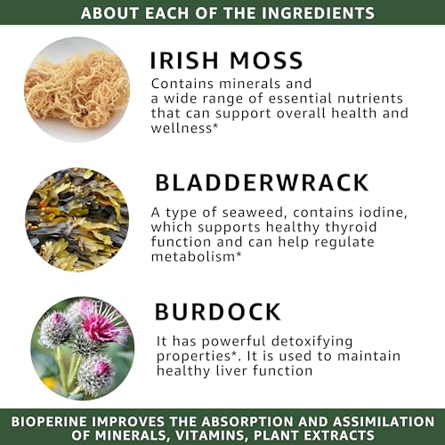 healblend Organic Irish Moss, Bladderwrack, Burdock, & BioPerine - 1405mg with Black Pepper healblend buy supplements canada