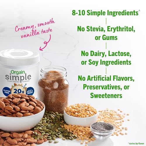 Orgain Organic Simple Vegan Protein Powder, Vanilla - 20g Plant Based Protein Orgain buy supplements canada