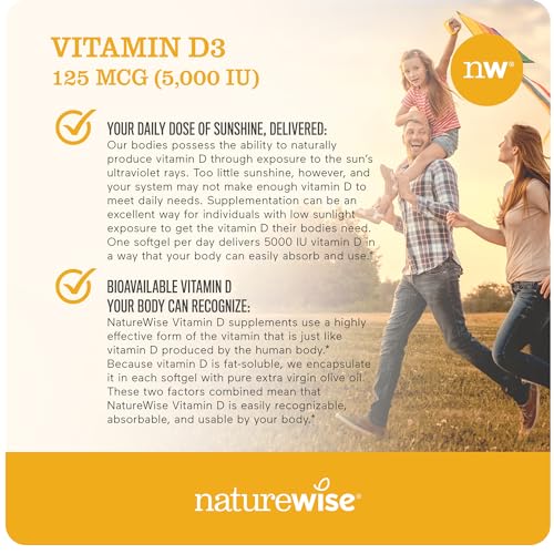 NatureWise Vitamin D3 5000iu (125 mcg) Healthy Muscle Function, and Immune Support NatureWise buy supplements canada