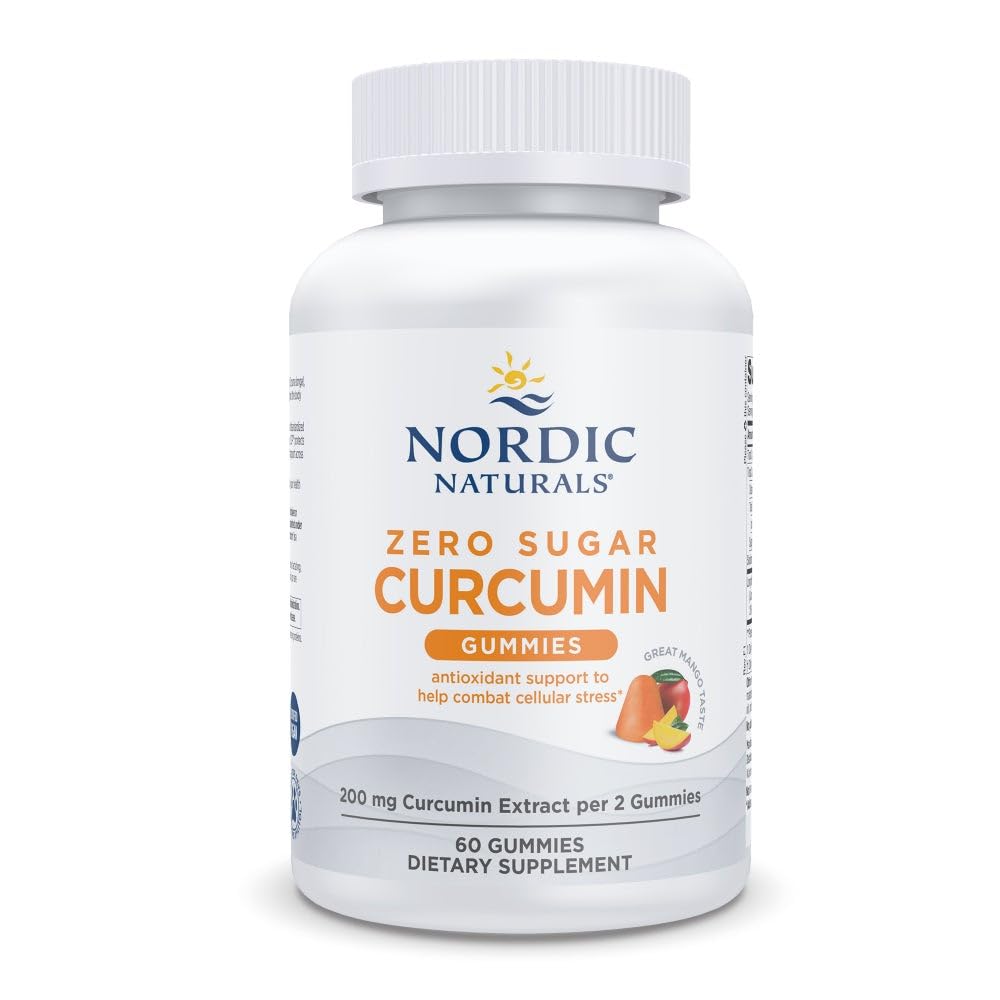 Nordic Naturals Zero Sugar Curcumin Gummies, Mango - 60 Gummies - 200 mg Optimized Curcumin Extract - Great Taste - Antioxidant Support, Healthy Metabolic Balance - Non-GMO, Vegan - 30 Servings Nordic Naturals buy supplements canada