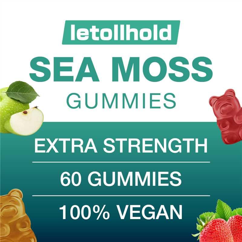 Sea Moss Gummies - Irish Sea Moss Gummies Advanced for Adults with Ashwagandha Bladderwrack & Burdock Root for Supports Immune，Energy - 60 Vegan Gummy,5PCS letollhold buy supplements canada