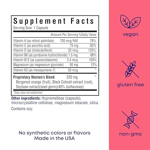 Her Own Menoprim, Menopause Support, Female Hormonal Balance Capsules for Night Sweats, Hot Flashes & Mood Swing Support, Bergamot Orange & Black Cohosh Root, 60 Capsules her own buy supplements canada