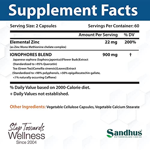 Sandhu's BioZnq 900mg Vegetarian Capsules Zinc Supplement with Quercetin Sandhu's buy supplements canada