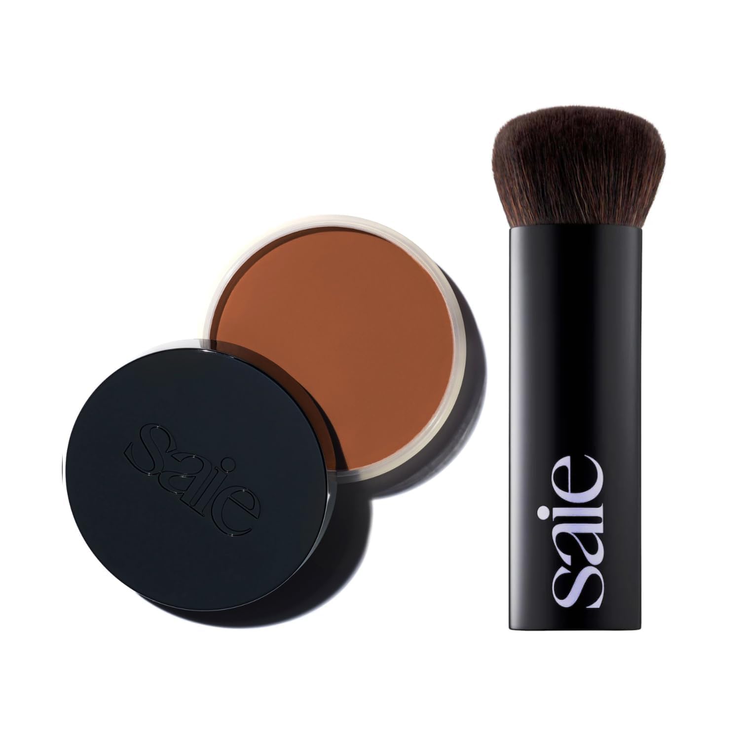 Saie Sun Melt Duo - The Big Brush - Soft, Multi-Use Liquid + Cream Makeup Brush With Synthetic Bristles Bundled With Sun Melt Bronzer in Tan Bronze - Buildable Cream Contour with Velvet Finish (1 oz) Saie buy supplements canada