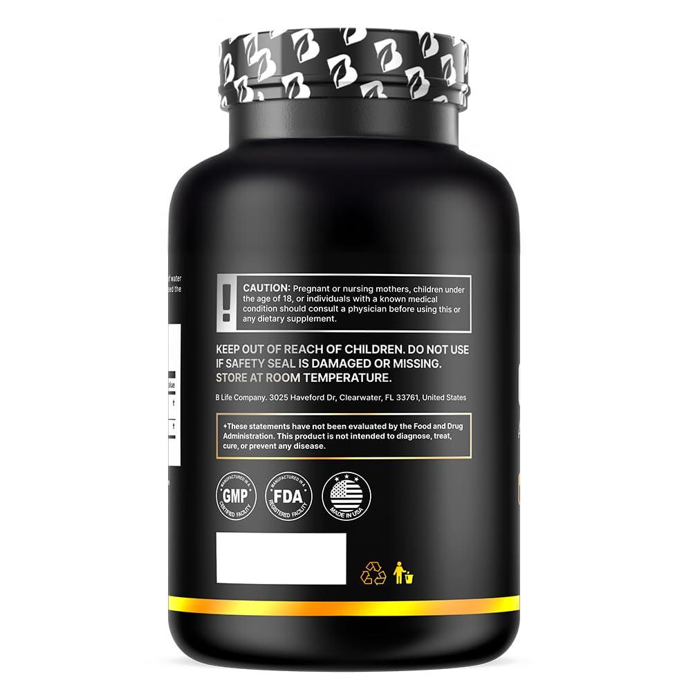 Organic Ashwagandha KSM-66 1000 mg Supplement | Adaptogen for Cortisol Support & Stress Relief | Mood, Calm & Sleep Aid for Men & Women | Ashwagandha ritual vitamins for women | 60 Vegan Caps B Life Company buy supplements canada