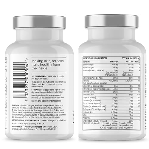 Re-Coll 1200mg Collagen Capsules - High Strength Supplement with Hyaluronic Acid - for Hair Skin Re-Coll buy supplements canada