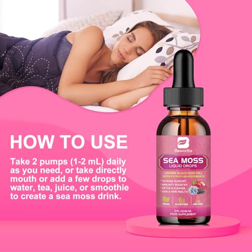 3000mg Sea Moss Liquid Drops - Organic Black Seed Oil & Irish Sea Moss B BEWORTHS buy supplements canada