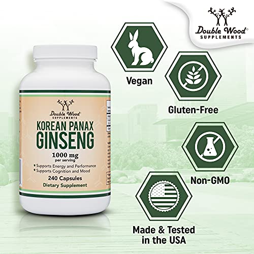 Ginseng Capsules (Korean Red Ginseng Extract, Panax Ginseng 10% Ginsenosides) Double Wood Supplements buy supplements canada