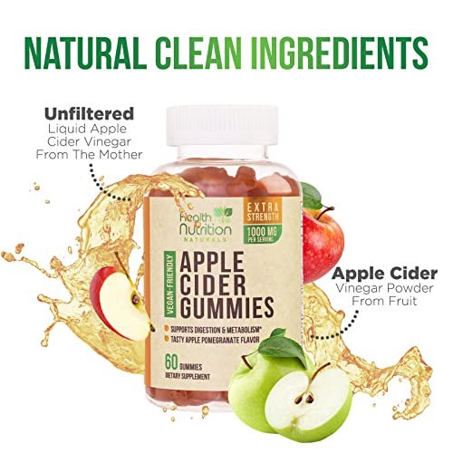 Vegan Apple Cider Vinegar Gummies | Max Strength 1000mg | ACV Supplement Gummy for Adults Health Nutrition Naturals buy supplements canada