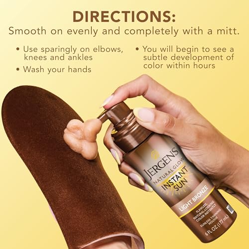 Jergens Natural Glow Instant Sun Body Mousse, Self Tanner for Light Bronze Tan, Sunless Tanning Body Bronzer Jergens buy supplements canada
