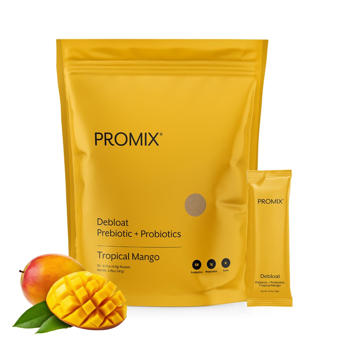 ProMix Nutrition Debloat Prebiotics and Probiotics Immune Support Supplement for Digestion, Cortisol Health, Gut Cleanse - Mango - 30 Servings (Pack of 30) ProMix Nutrition buy supplements canada