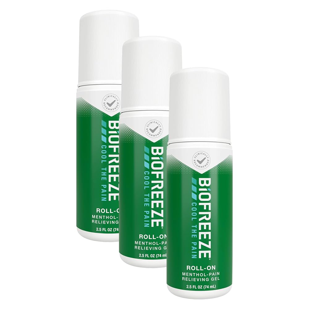Biofreeze 13451 Roll-On Pain-Relieving Gel, 2.5 FL oz, Green Topical, Arthritis, Strains, Bruises, & Sprains (7.5 Fl Oz (Pack of 3), 3, Count) Biofreeze buy supplements canada