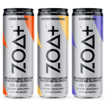 ZOA+ Plus Sugar Free Pre Workout Drinks Bundle | 12 Fl Oz, (36 Pack) | Nitric Oxide Support ZOA buy supplements canada