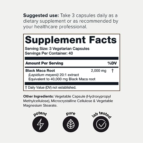 40,000mg Pure Black Maca Root Extract - Ultra Concentrated 20:1 Single Origin Wildcrafted Toniiq buy supplements canada