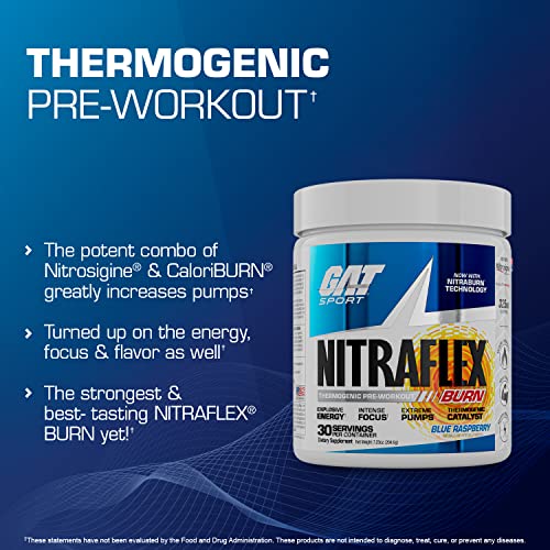 GAT SPORT NITRAFLEX Burn, Pre Workout Thermogenic Powder, Apple Melon, 30 Servings GAT SPORT buy supplements canada