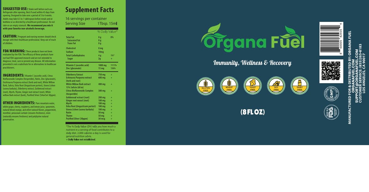 Organa Fuel 30-Day Supply: Advanced Liquid Immune Support Supplement, Supports Cellular, Gut & Organ Health, Vitamins, Minerals, Superfoods, Antioxidant. for Adults & Kids 12+ - 8 fl oz (Pack of 1) Organa Fuel buy supplements canada