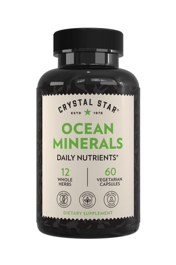 Crystal Star Ocean Minerals Supplement (60 Capsules) – Daily Herbal Supplement for Bone Health & Collagen – Sea Buckthorn, Spirulina & Organic Alfalfa - Non-GMO Crystal Star buy supplements canada