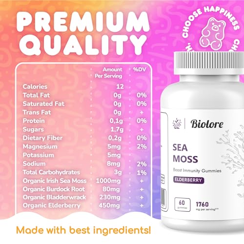 Biolore Sea Moss Gummies with Elderberry, Contains Irish Sea Moss, Organic Extract Biolore buy supplements canada