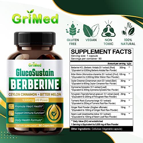 GriMed Berberine Supplement 9,500mg with Ceylon Cinnamon Bitter Melon Supports Healthy GriMed buy supplements canada