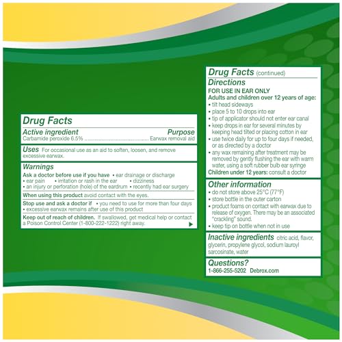 Debrox Ear Wax Removal Drops, Gentle Microfoam Ear Wax Remover, 0.5 Fl Oz Debrox buy supplements canada