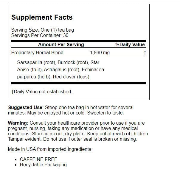 Bio Nutrition Lymph Support Tea Cleanse and Detox 30 Bag(S) Bio Nutrition buy supplements canada