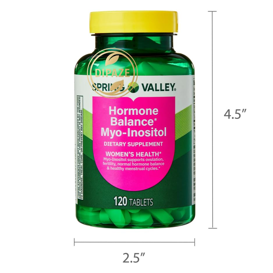 Spring Valley Hormone Balance Myo-Inositol 2000mg Dietary Supplement Tablets, 120 Count + Dipaze Gift (Container) Aus Healthcare buy supplements canada