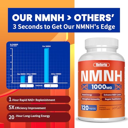 NMNH Supplement(Dihydronicotinamide Mononucleotide),Nicotinamide Mononucleotide for NAD+ Booster,1000mg per Serving,Supports Energy & Overall Health,120 Capsules Refortu buy supplements canada