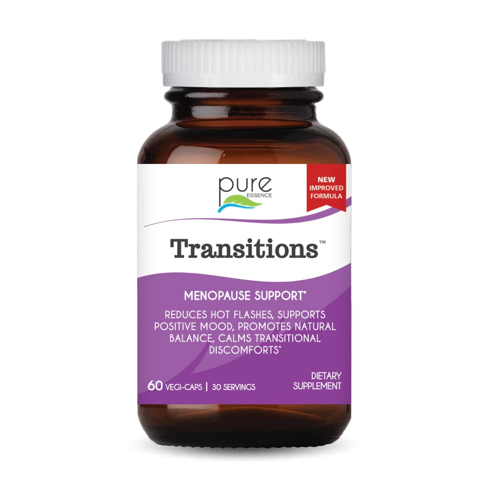 Pure Essence Labs Transitions Vitamins for Women, Natural Menopause Relief Supplement to Promote Hormone Balance, Reduce Hot Flashes, Mood Swings & Night Sweats, 60 Capsules PURE ESSENCE LABS buy supplements canada
