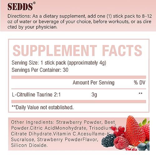 SEDDS L-Citrulline Taurine 2:1, Strawberry-Flavored L Citrulline Powder Citrulline Supplements SEDDS buy supplements canada