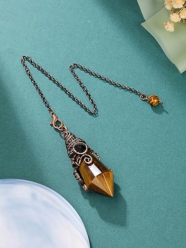 PESOENTH Crystal Pendulum Dowsing Divination Scrying Pendulum with Bronze Wrap Tiger Eye Healing PESOENTH buy supplements canada