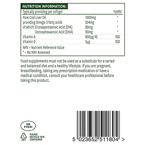 Natures Aid Cod Liver Oil, 1000 mg, 180 Softgel Capsules (High Strength, 254 mg Omega natures aid buy supplements canada