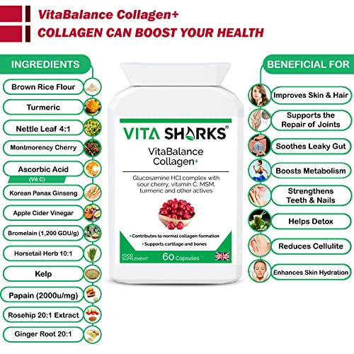VitaBalance Collagen+ 60 Capsules for Skin, Hair, Nails, Joints & Connective Tissue Vita Sharks buy supplements canada