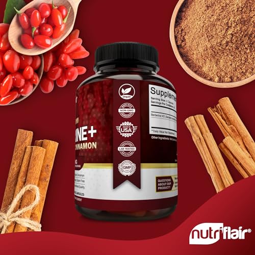 NutriFlair Premium Berberine HCL 1200mg, 120 Capsules - Plus Pure True Ceylon Cinnamon NutriFlair buy supplements canada