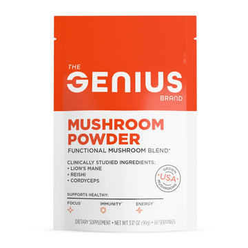 The Genius Brand Mushroom Powder - Includes Lion's Mane, Cordyceps & Reishi - Supports Brain Health, Immune System & Energy Levels - USDA Organic Mushroom Powder - 3.17 oz (60 Servings) The Genius Brand buy supplements canada