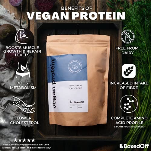 Vegan Protein Powder, Complete Plant Based Protein - 5 Plant Protein Sources - No Additives Boxed Off buy supplements canada