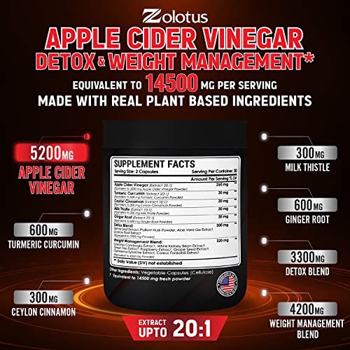 Zolotus 14x Strength Apple Cider Vinegar Capsules, Equivalent to 14500mg, with Turmeric Zolotus buy supplements canada