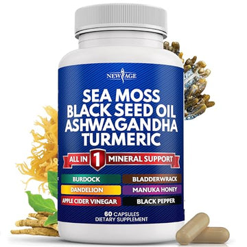 Silica Sea Moss 3000mg Black Seed Oil 2000mg Ashwagandha 1000mg Turmeric 1000mg NEW AGE buy supplements canada