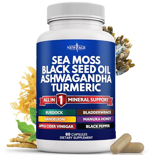 Silica Sea Moss 3000mg Black Seed Oil 2000mg Ashwagandha 1000mg Turmeric 1000mg NEW AGE buy supplements canada