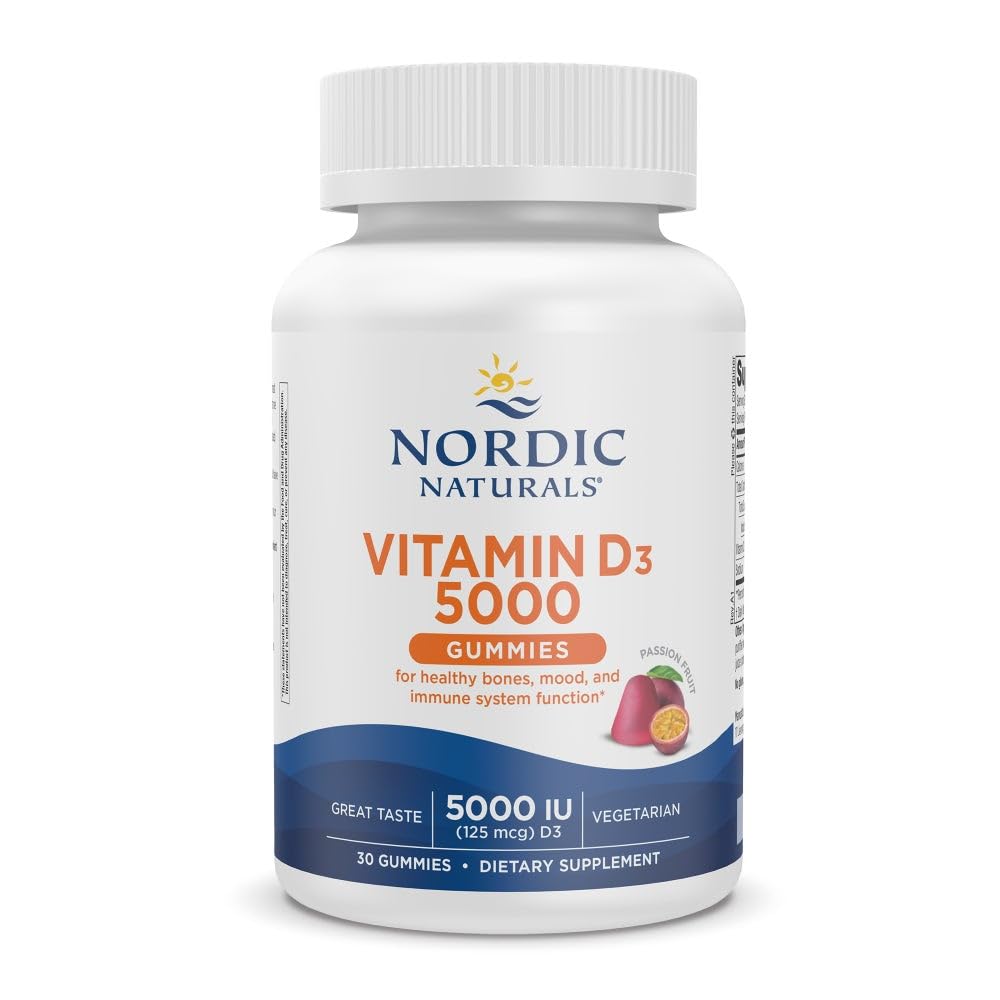 Nordic Naturals Vitamin D3 5000 Gummies, Passion Fruit - 30 Gummies - Support for Healthy Bones, Mood, & Immune System - Vegetarian - Non-GMO - 30 Servings Nordic Naturals buy supplements canada