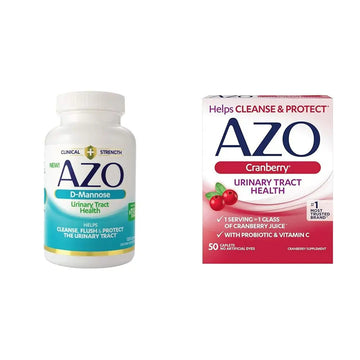 AZO D Mannose Urinary Tract Health, Cleanse, Flush & Protect The Urinary Tract & Cranberry Urinary Tract Health Supplement, 1 Serving = 1 Glass of Cranberry Juice, Sugar AZO buy supplements canada