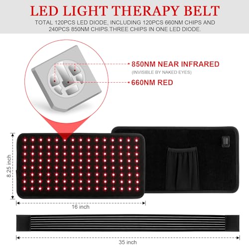 Yofalo 660nm LED Red Light and 850nm Near Infrared Red Light Therapy Belt Device for Body Pain Waist yofalo buy supplements canada