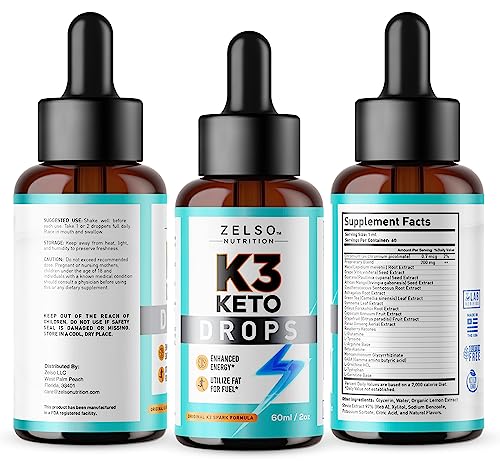 (2 Pack) K3 Keto Drops for Weight Loss - Fat Burner & Metabolism Booster | Advanced Keto ZELSO buy supplements canada