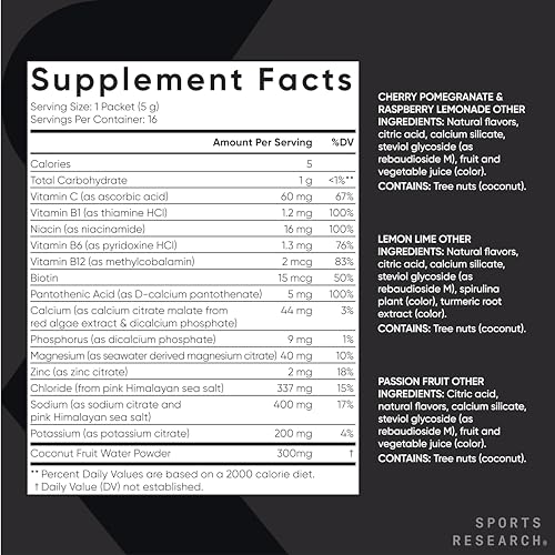 Sports Research Hydrate Electrolytes Powder Packets - Sugar-Free & Naturally Flavored Sports Research buy supplements canada