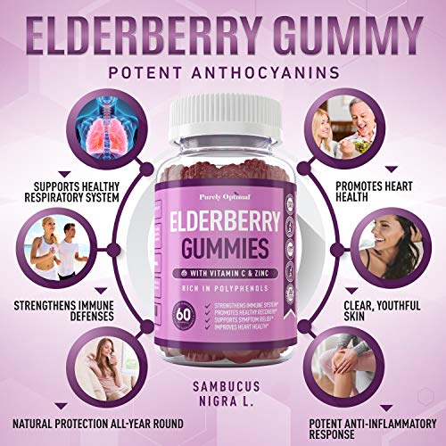 Premium Elderberry Gummies - Sambucus Elderberry Gummies for Adults - Black Elderber Purely Optimal buy supplements canada