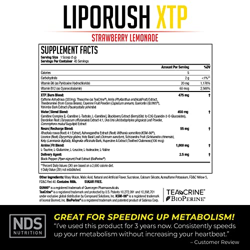 LIPORUSH NDS Nutrition XTP Thermogenic Fat Burner with L-Carnitine - Energy LIPORUSH buy supplements canada