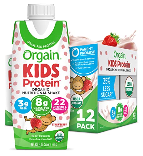 Orgain Organic Kids Nutritional Protein Shake, Strawberry - Kids Snacks with 8g Dairy Orgain buy supplements canada