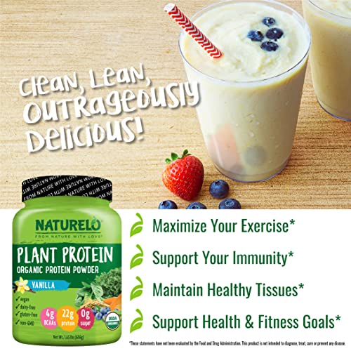 NATURELO Plant Protein Powder, Vanilla, 22g Protein - Non-GMO, 20 Ser NATURELO buy supplements canada