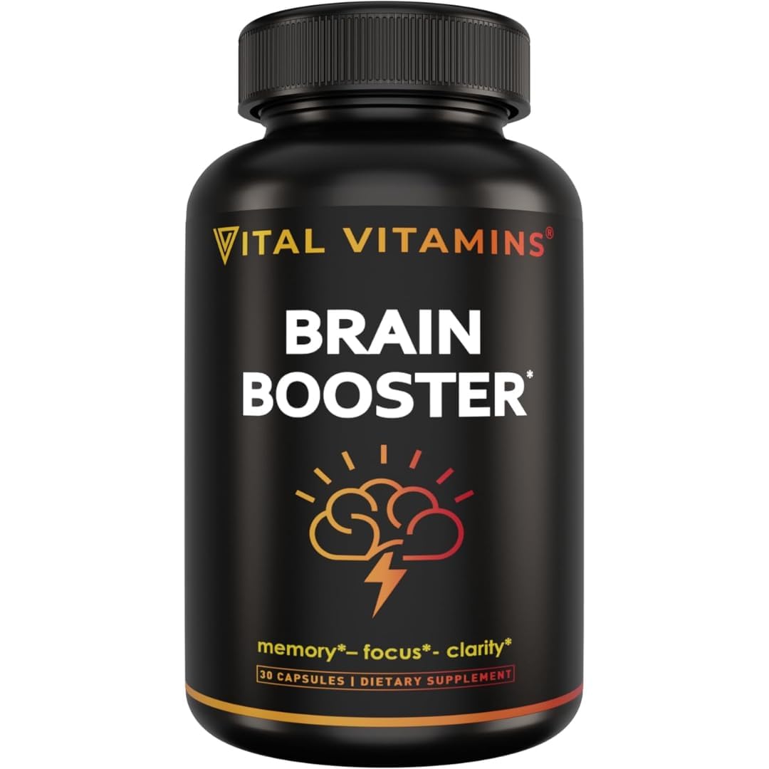 Vital Vitamins Brain Supplements with Bacopa Monnieri - for Memory and Focus – Nootropic Brain Booster - Caffeine-Free Support for Adults & Seniors – Non-GMO, 30-Day Supply, 30 Capsules Vital Vitamins buy supplements canada